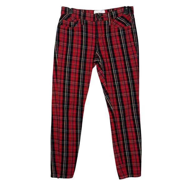 Current Elliott The Stiletto Red Tartan Plaid Party Skinny Jeans Size 25 - Picture 2 of 9